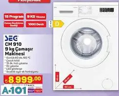 SEG 9 KG ÇAMAŞIR MAKİNESİ SEG 9 KG ÇAMAŞIR MAKİNESİ